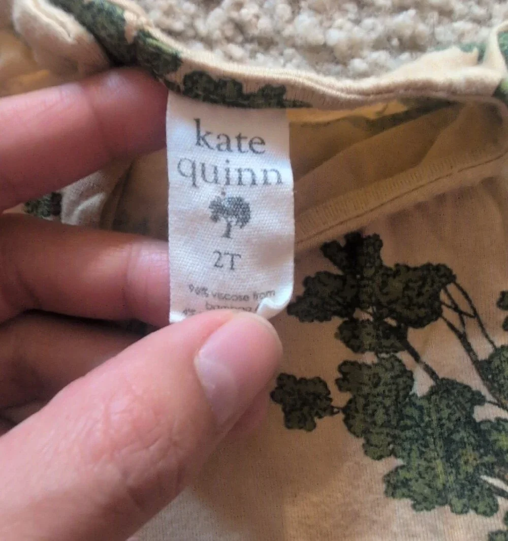 kate quinn Winnie The Pooh Cream Dress with Green Tree Print Flutter Sleeve_2